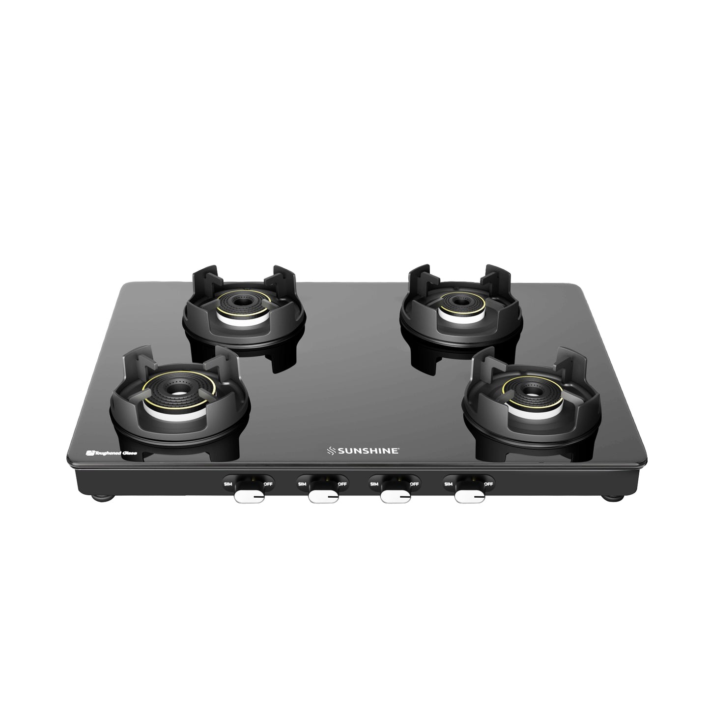 Sunshine Regal Pro Max 4 Burner Gas Stove Toughened Glass Cooktop Manual Ignition