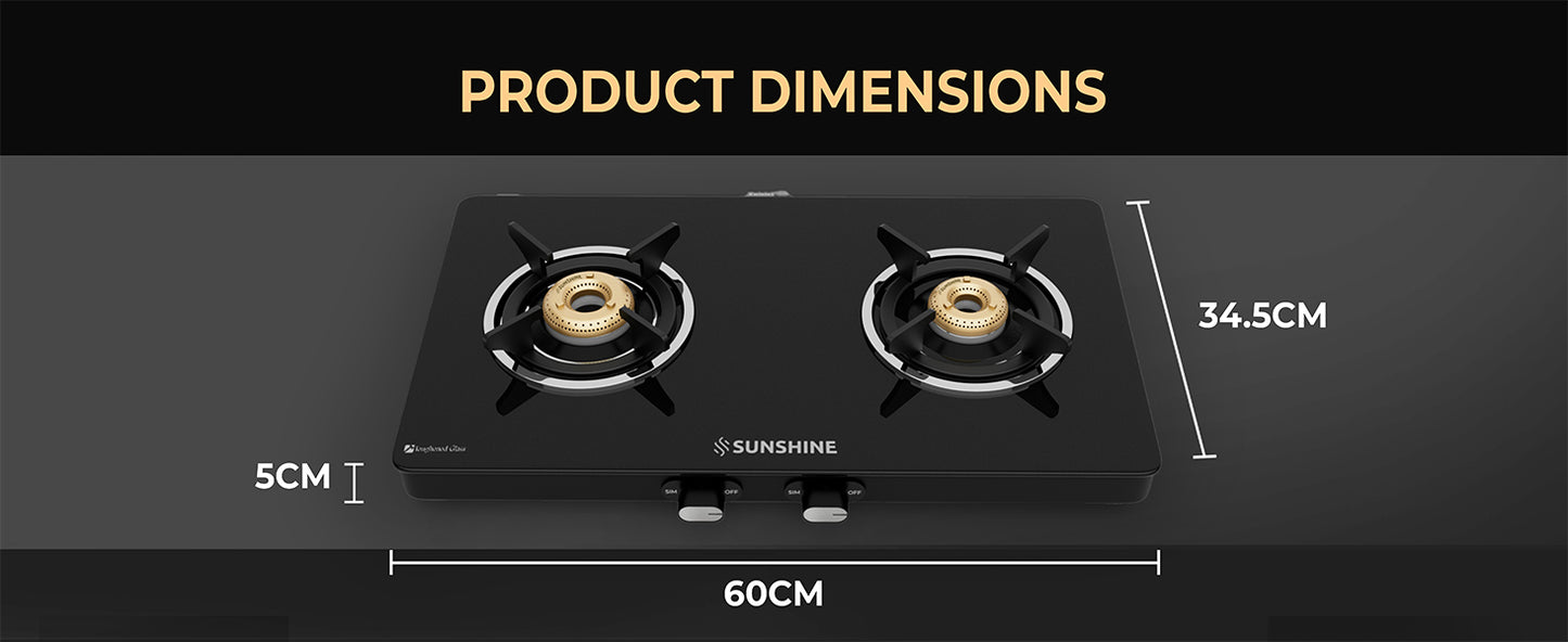 Sunshine Phoenix 2 Burner Gas Stove Cooktop Manual Ignition