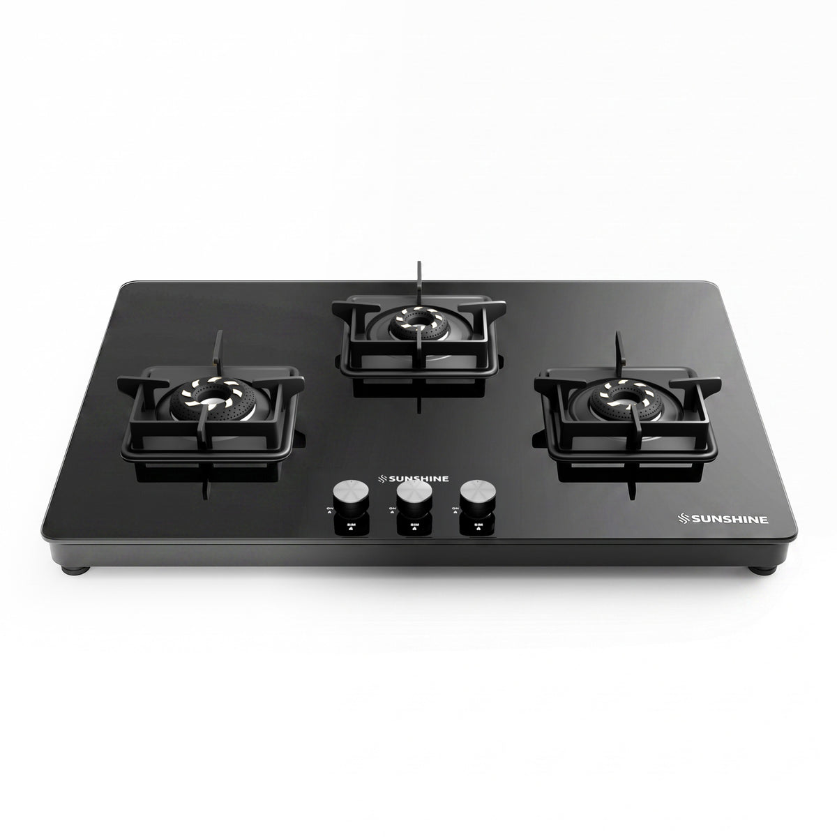 Magnite 3 Burner Glass Hob Top | SABAF Valves | Manual Ignition