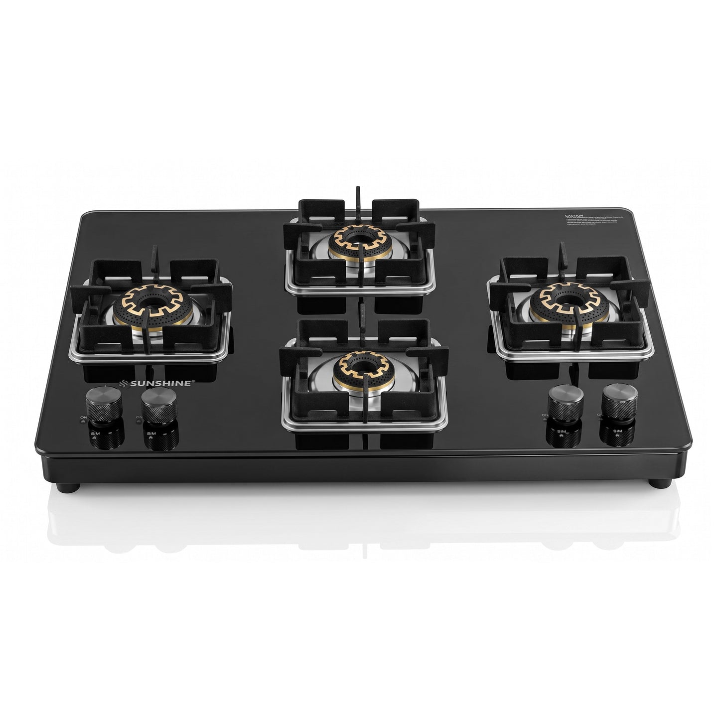 Sunshine Shine Rhombus Black gas stove hobtop with four burners