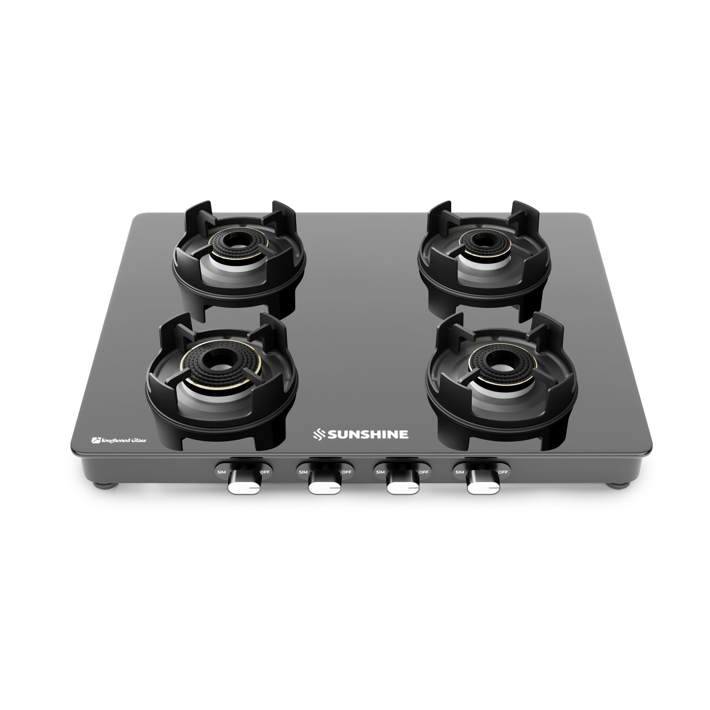 Sunshine Regal Pro 4 Burner Gas Stove Toughened Glass Cooktop Manual Ignition
