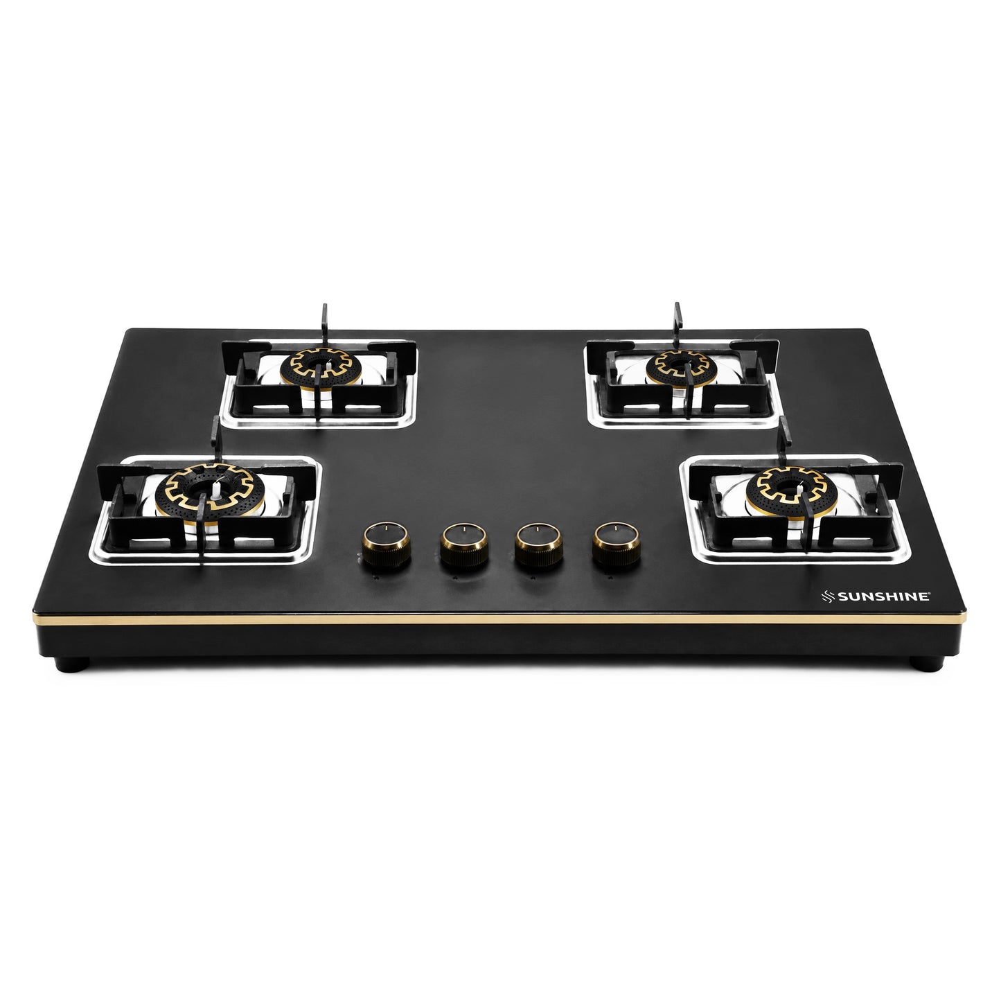 Shine Gold Hob Cooktop | SABAF Italian Valves | 3 & 4 Burners