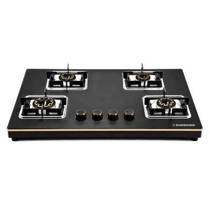 Shine Gold Hob Cooktop | SABAF Italian Valves | 3 & 4 Burners