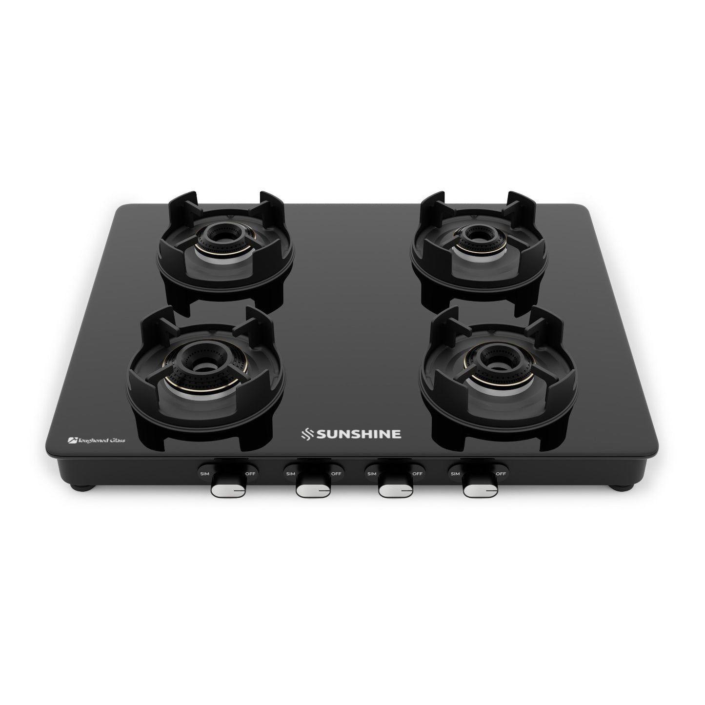 Sunshine Regal Pro 4 Burner Gas Stove Toughened Glass Cooktop Manual Ignition