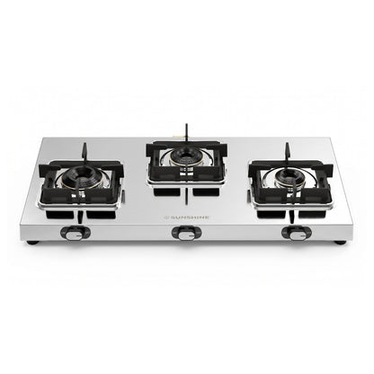 Thunder 3 Burner Stainless Steel Gas Stove | 5 Year Body & Burner Warranty | 5G Technology