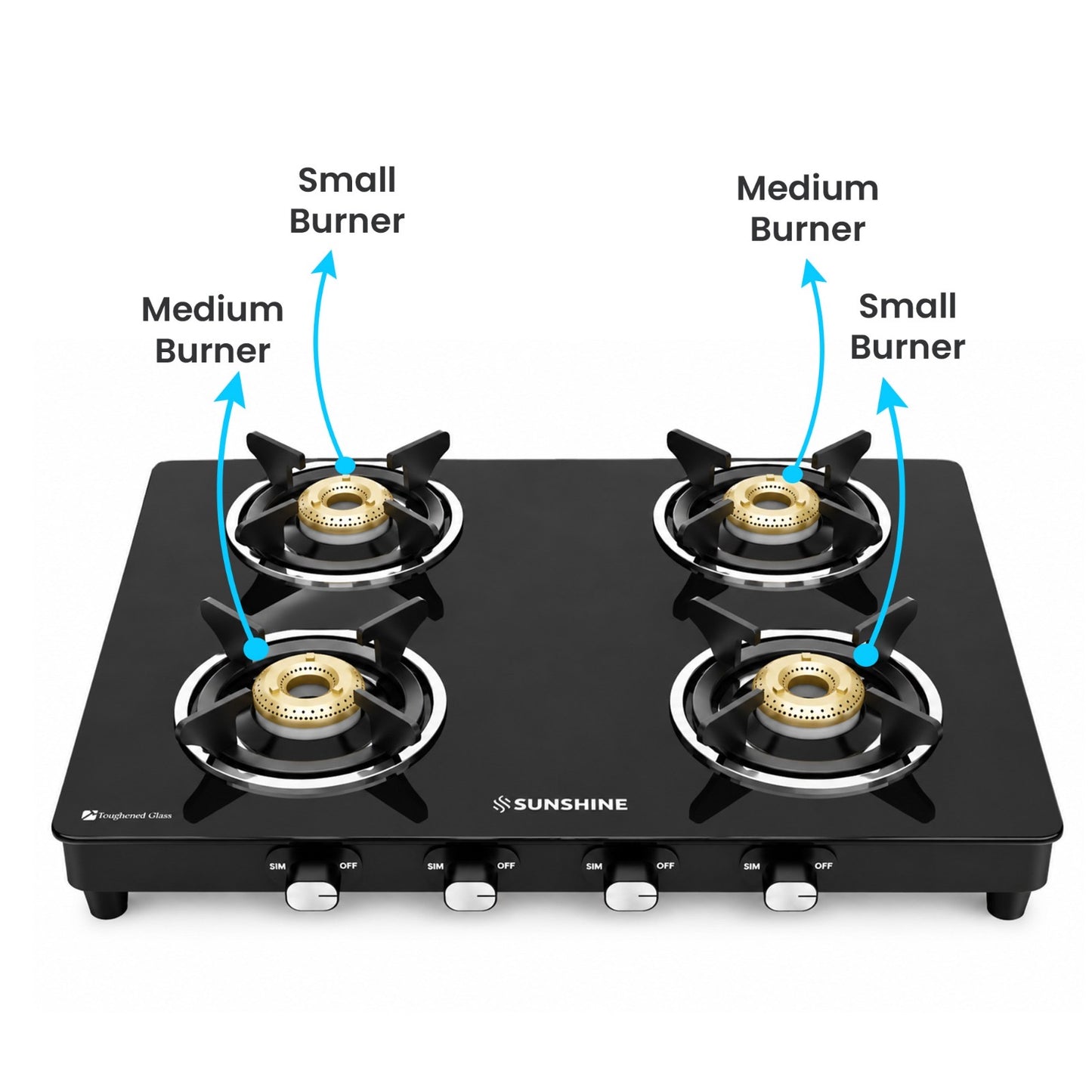 Sunshine Phoenix 4 Burner Gas Stove Cooktop Manual Ignition