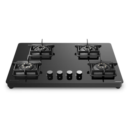 Sunshine Slimmest Magnite 4 Burner Glass Hob Top | SABAF Valves | Manual Ignition |