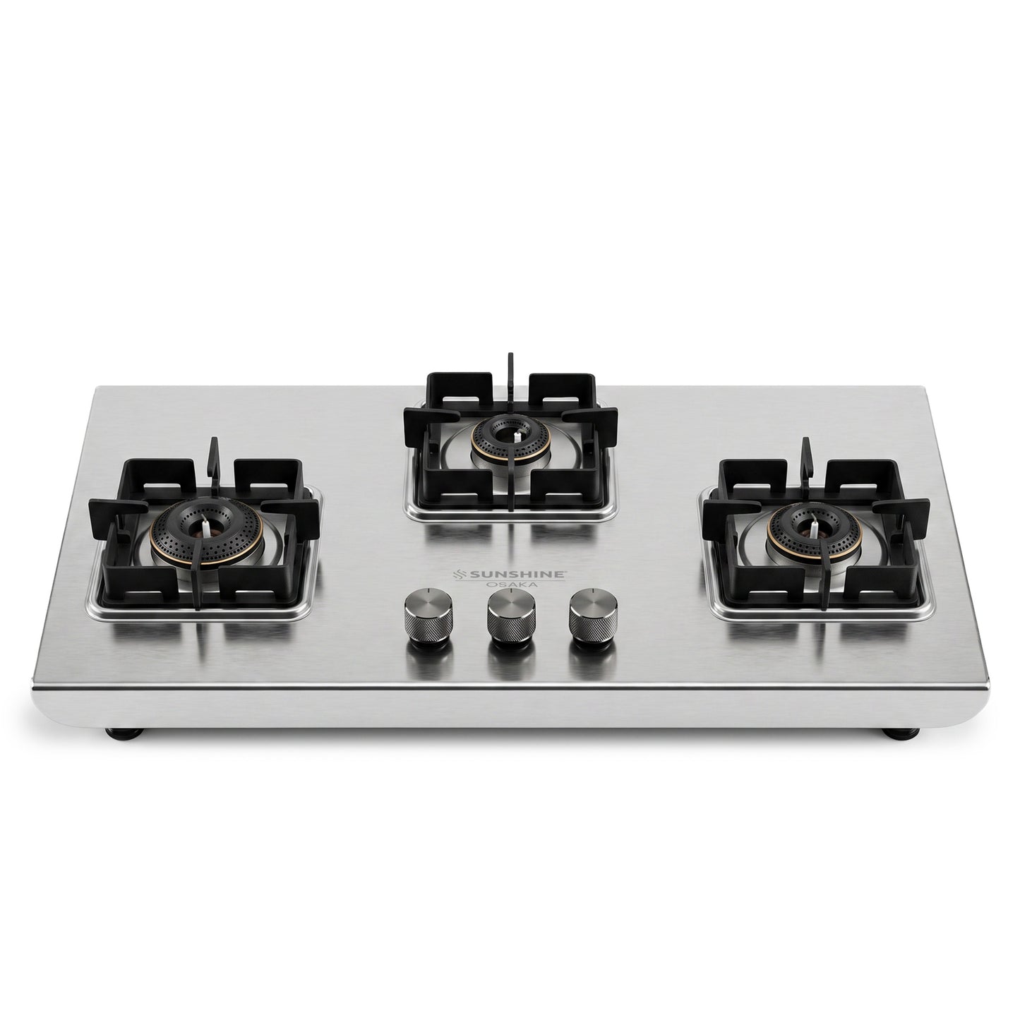 Sunshine Osaka 3 Burner Gas Stove | 10-year warranty on Burners & Valve | 2mm Stainless Steel |SABAF Valves | Matt Finish