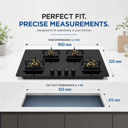 Sunshine Galio Built-in Hob | 5-Year Warranty | Glossy Toughened Glass | Auto Ignition