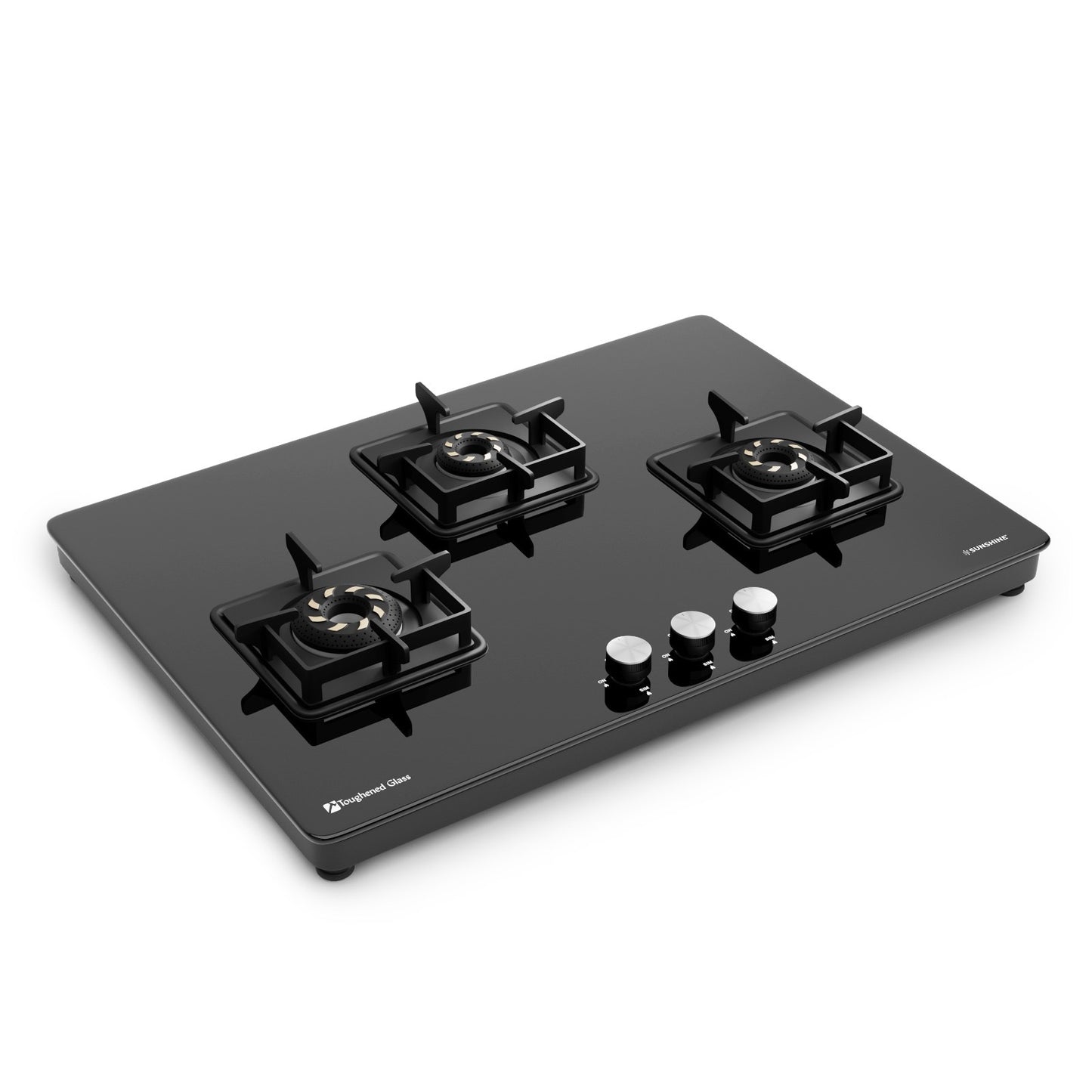 Magnite 3 Burner Glass Hob Top | SABAF Valves | Manual Ignition