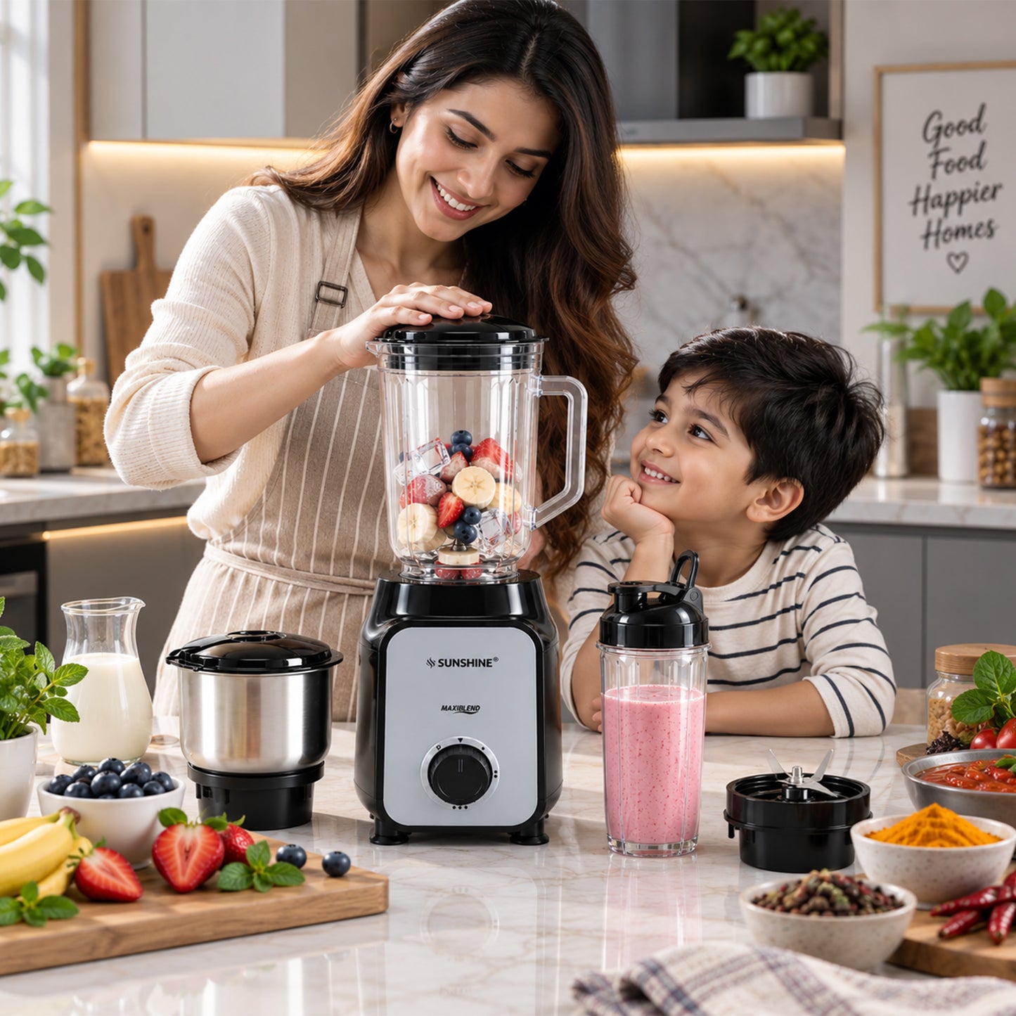 MaxiBlend Nutri Blender | 500W Mixer Grinder with 3 Jars