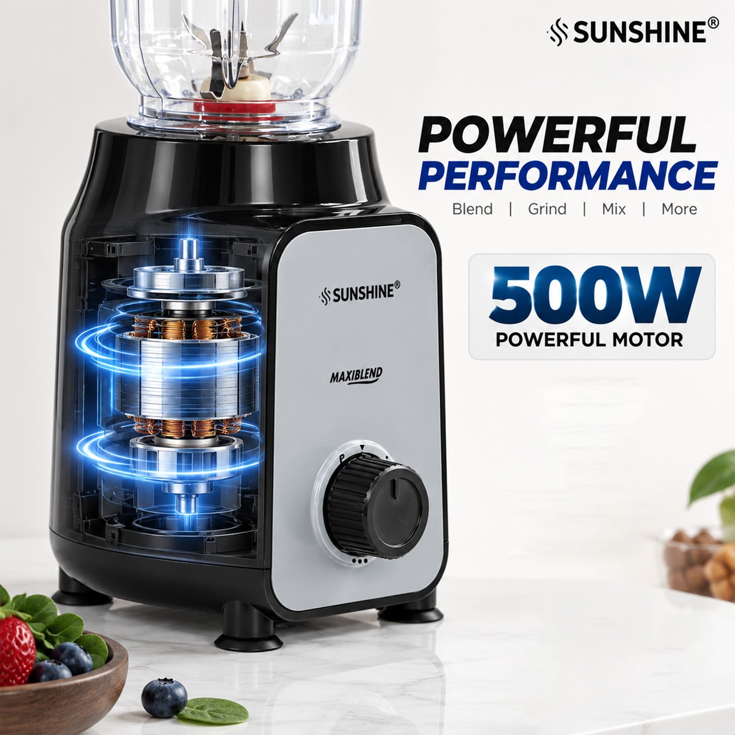 MaxiBlend Nutri Blender | 500W Mixer Grinder with 3 Jars