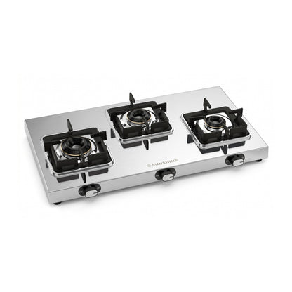 Thunder 3 Burner Stainless Steel Gas Stove | 5 Year Body & Burner Warranty | 5G Technology