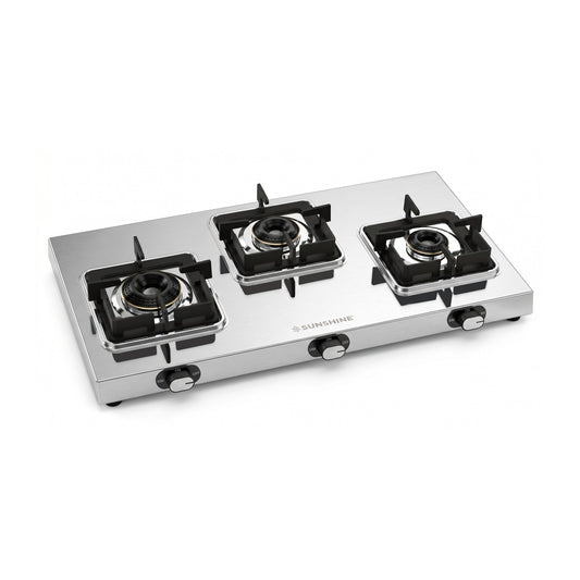 Thunder 3 Burner Stainless Steel Gas Stove | 5 Year Body & Burner Warranty | 5G Technology