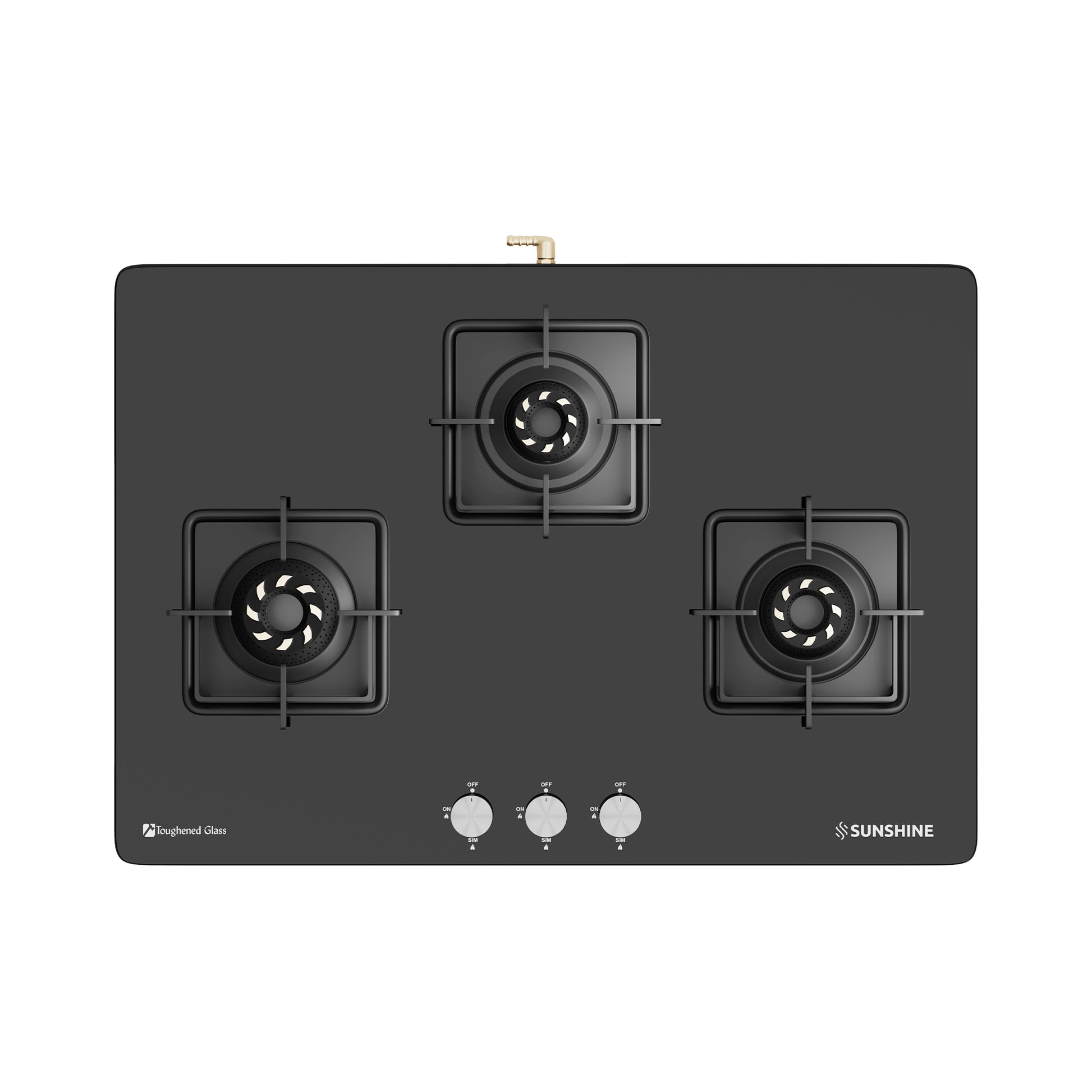 Sunshine Slimmest Magnite 3 Burner Glass Hob Top Cooktop Manual Ignition