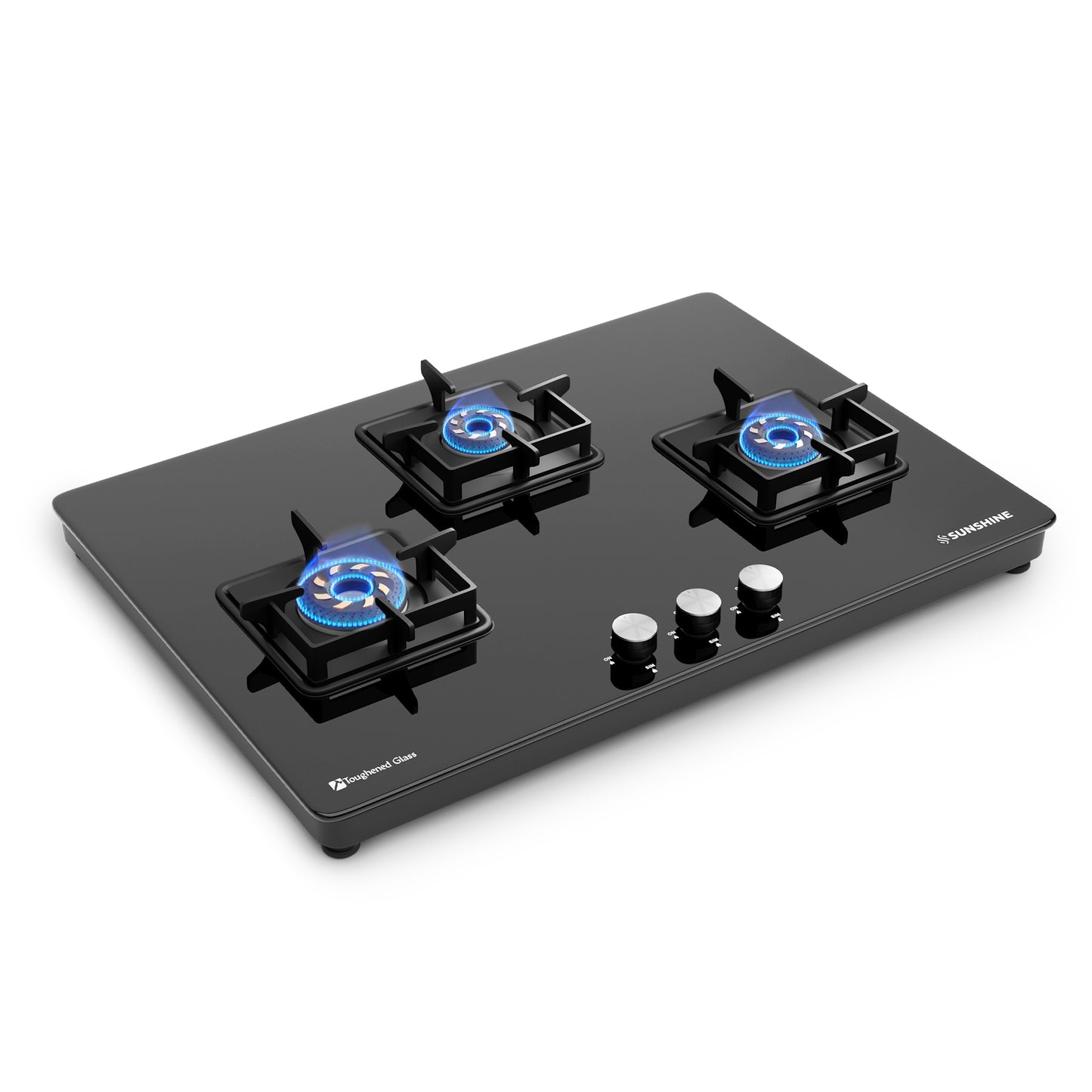 Sunshine Slimmest Magnite 3 Burner Glass Hob Top Cooktop Manual Ignition