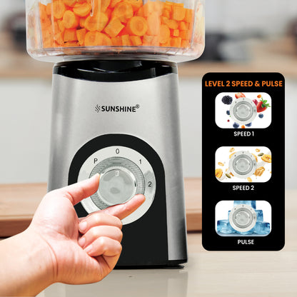 Sunshine Nutri Whirl 4 In 1 Nutri Blender, Powerful 500 Watts Pure Copper Motor, Blender for Food processor and Juices, Stainless Steel Body, 2 Blade Set: Wet & Dry