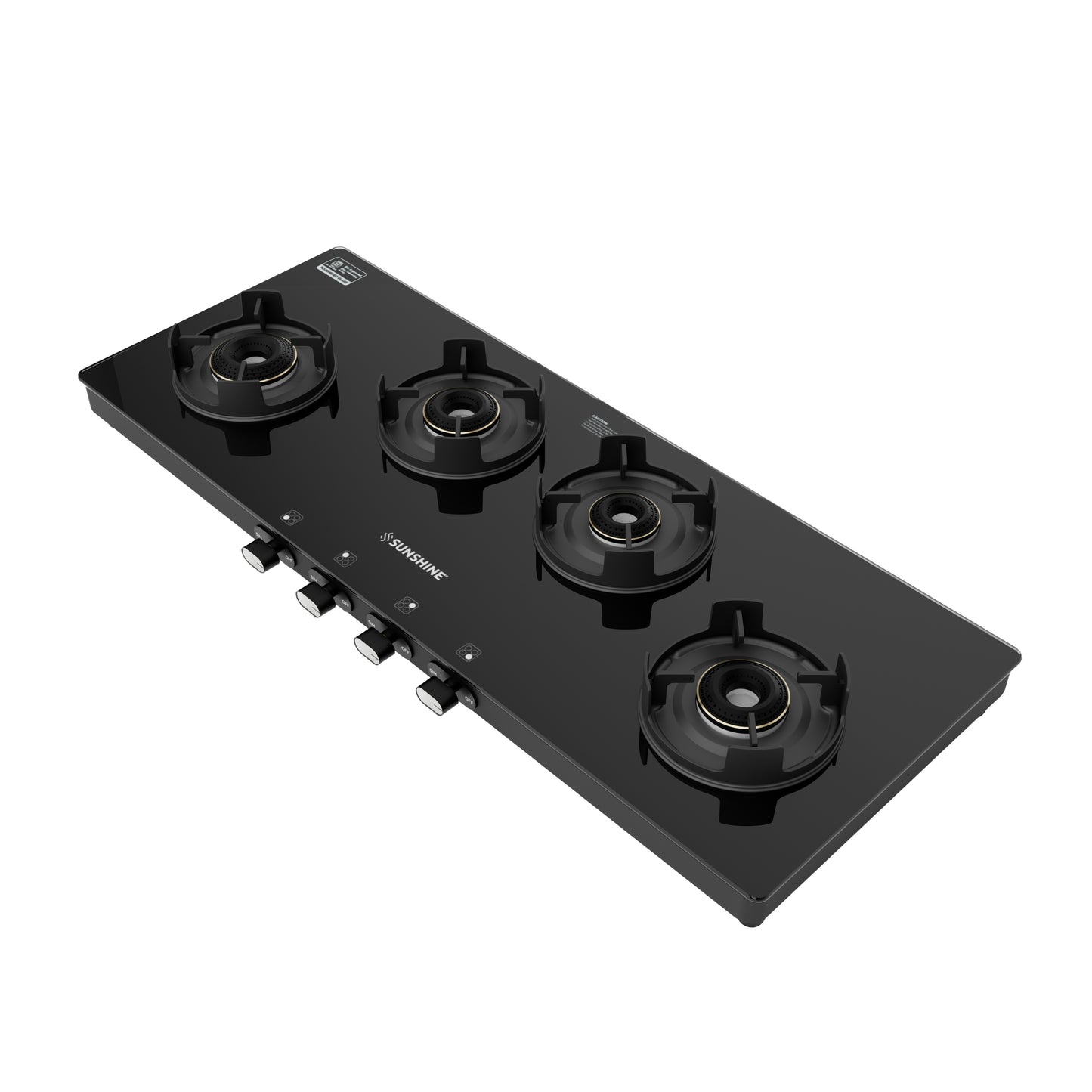 Sunshine Regal Excel Pro 4 Burner Gas Stove Toughened Glass Cooktop Manual Ignition