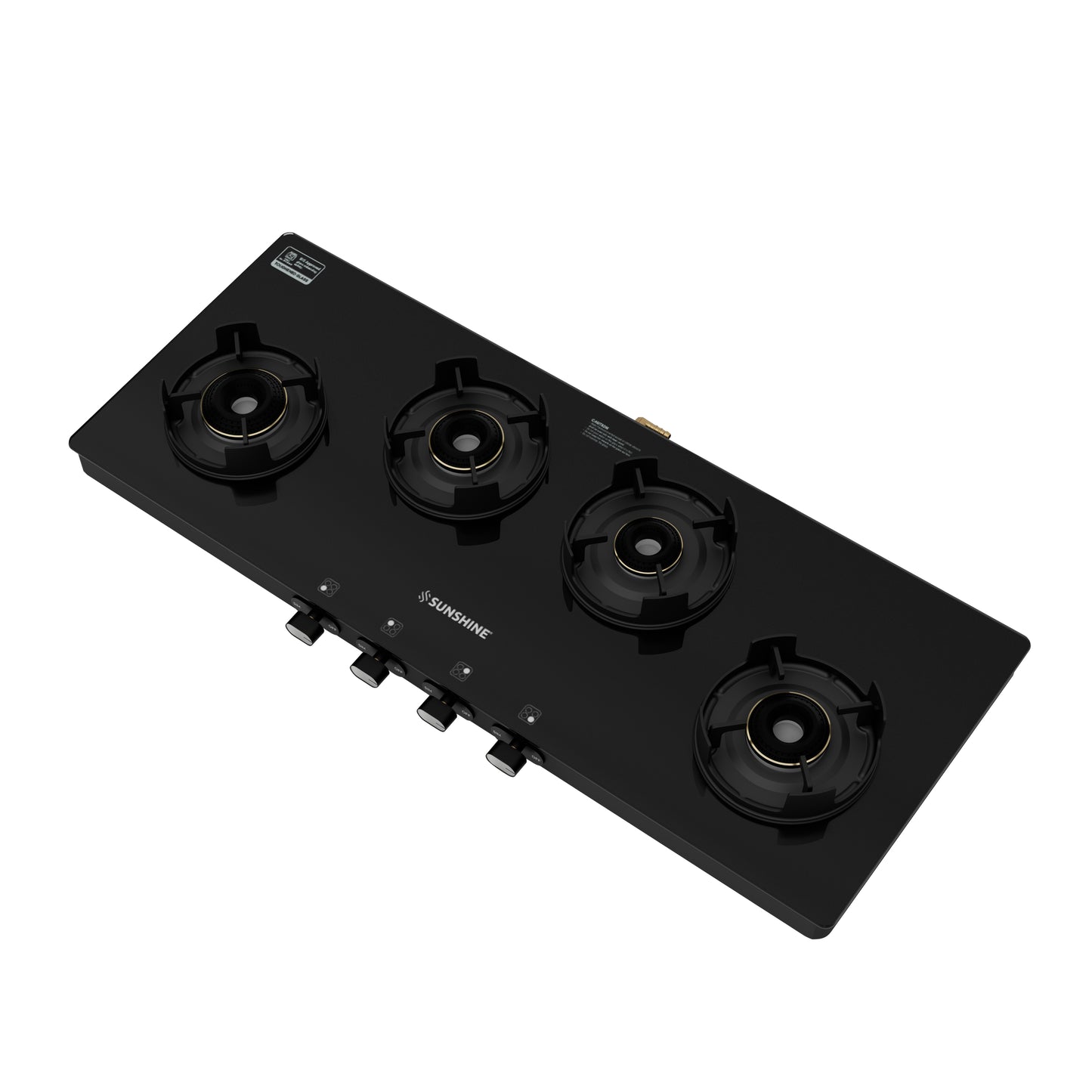 Sunshine Regal Excel Pro 4 Burner Gas Stove Toughened Glass Cooktop Manual Ignition