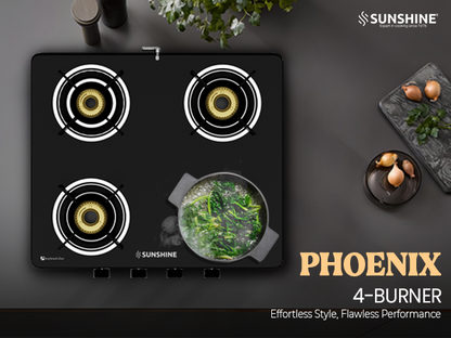 Sunshine Phoenix 4 Burner Gas Stove Cooktop Manual Ignition