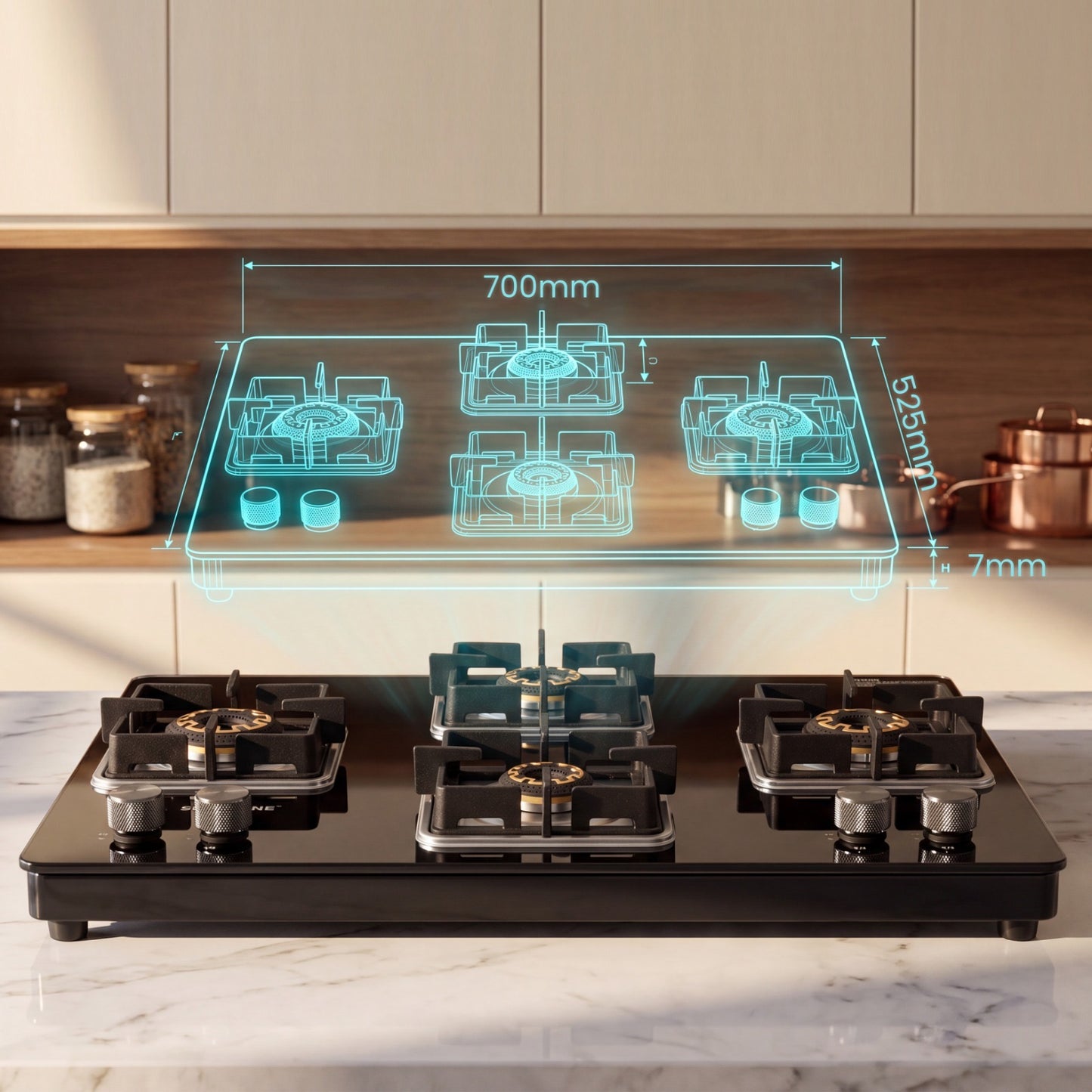 Shine Rhombus Hob Cooktop | SABAF Italian Valves