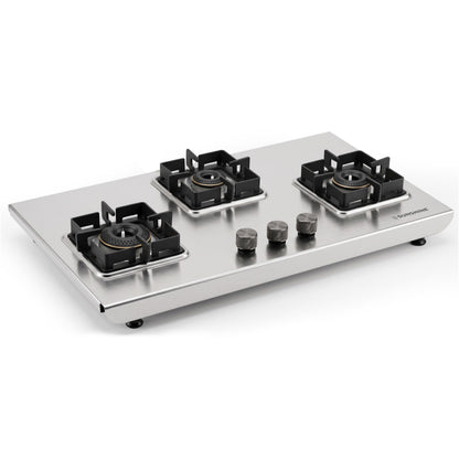 Osaka 3 Burner Gas Stove | 10-year warranty on Burners & Valve | 2mm Stainless Steel |SABAF Valves | Matt Finish