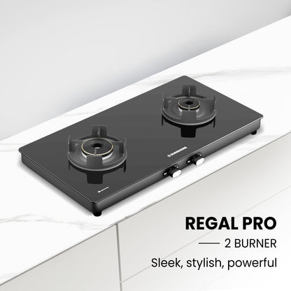 Sunshine Regal Pro 2 Burner Gas Stove Toughened Glass Cooktop Manual Ignition