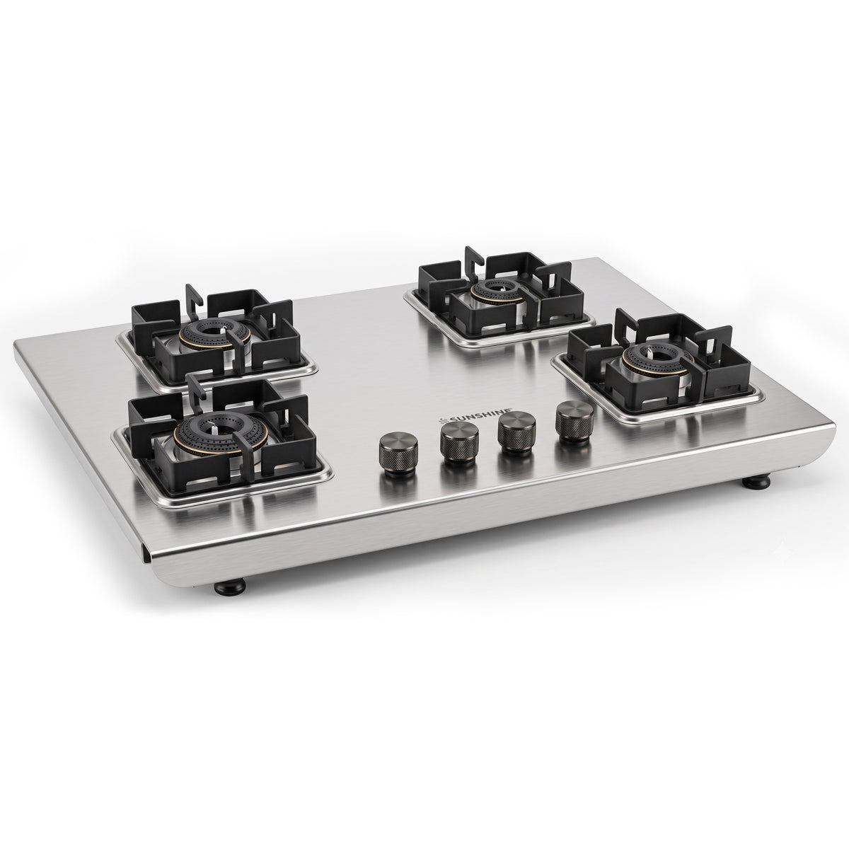 Sunshine Osaka 4 Burner Gas Stove | 10-year warranty on Burners & Valve | 2mm Stainless Steel |SABAF Valves | Matt Finish