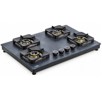 Rosetta 4 Burner Hobtop | Granite-Texture Toughened Glass | Brass Burners | 10 Year Warranty