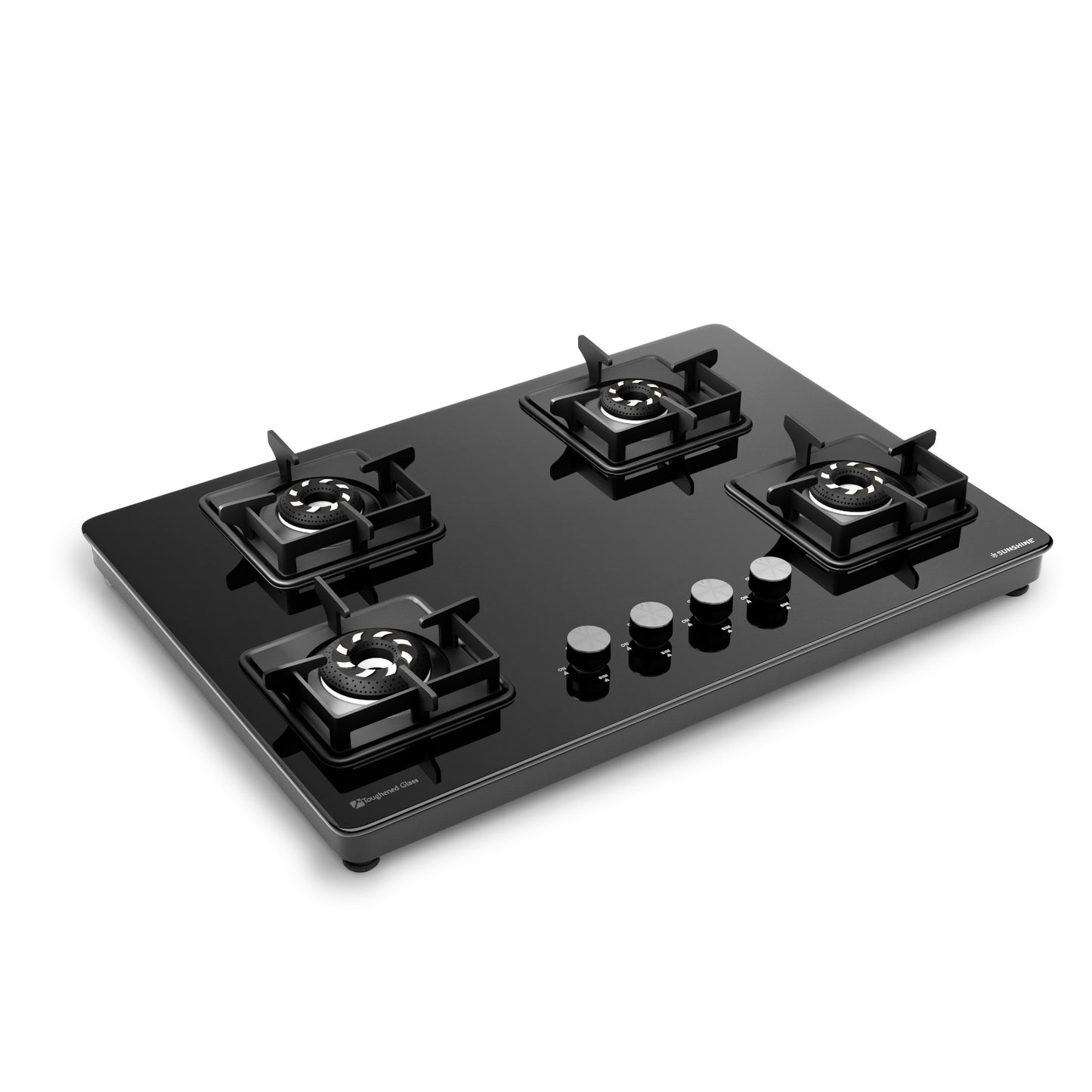 Sunshine Slimmest Magnite 4 Burner Glass Hob Top | SABAF Valves | Manual Ignition |