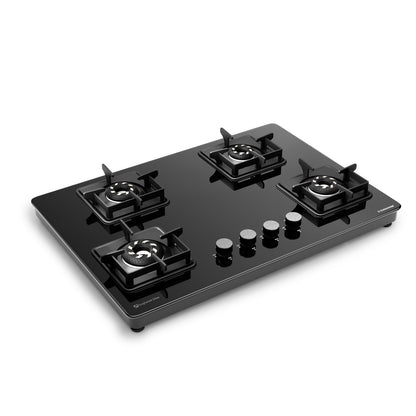 Sunshine Slimmest Magnite 4 Burner Glass Hob Top | SABAF Valves | Manual Ignition |
