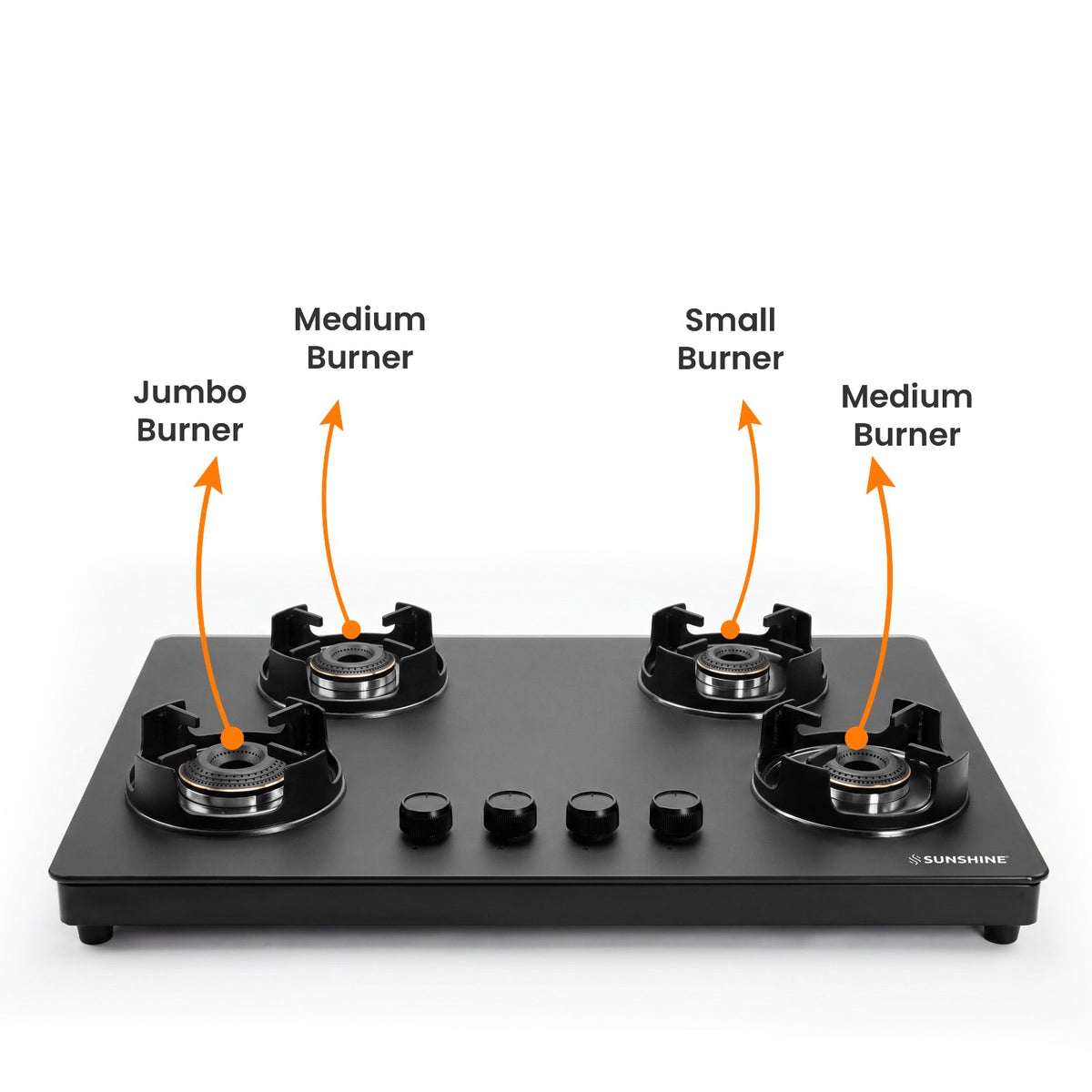 Sunshine Defender 4 Burner Matte Hob Top | 10-Year Warranty | Manual Ignition