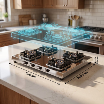 Thunder 4 Burner Stainless Steel Gas Stove | 5 Year Body & Burner Warranty | 5G Technology