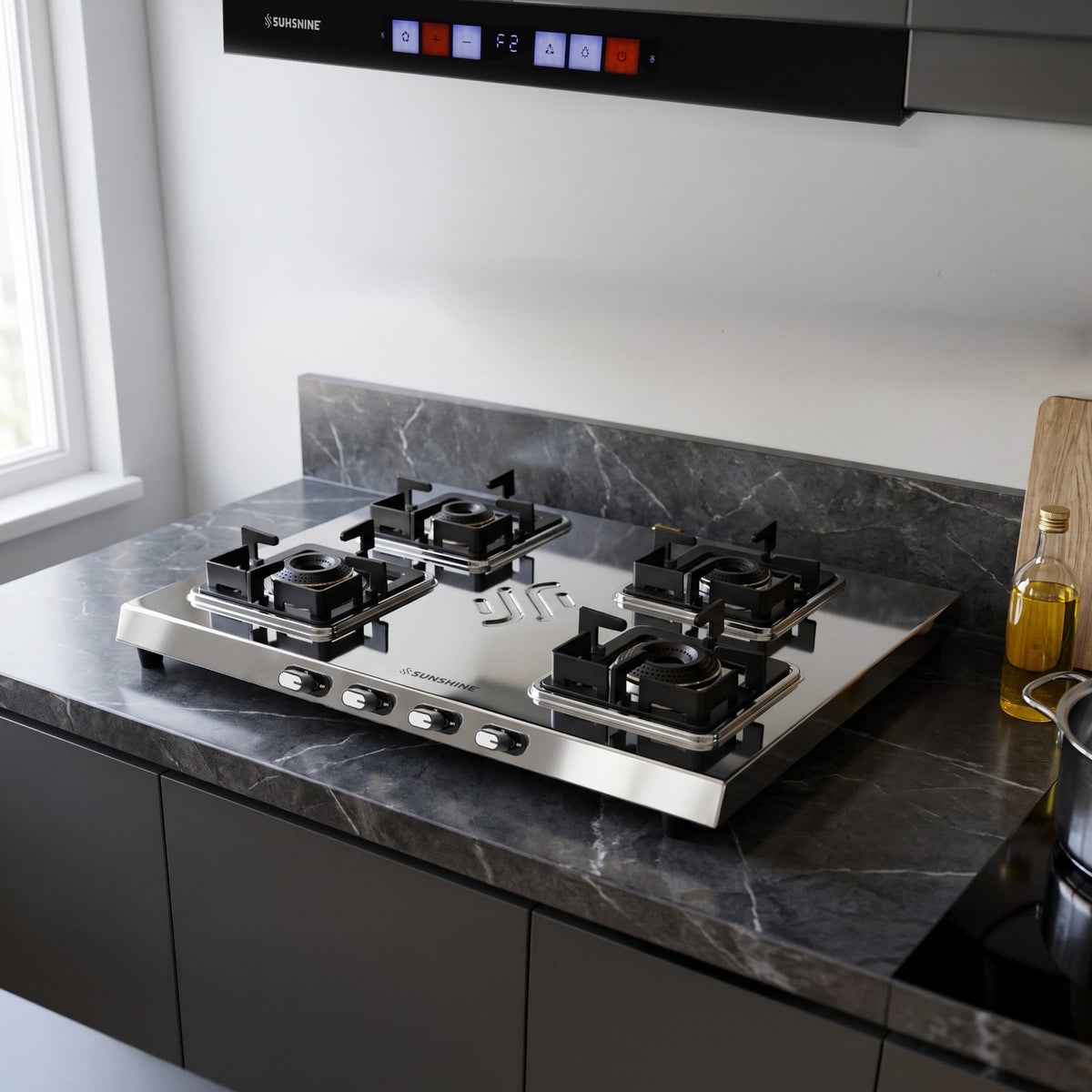 Thunder 4 Burner Stainless Steel Gas Stove | 5 Year Body & Burner Warranty | 5G Technology