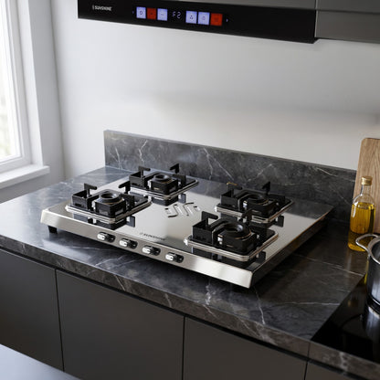 Thunder 4 Burner Stainless Steel Gas Stove | 5 Year Body & Burner Warranty | 5G Technology