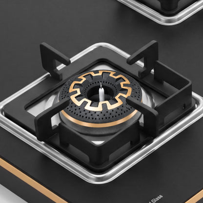 Shine Gold Hob Cooktop | SABAF Italian Valves | 3 & 4 Burners