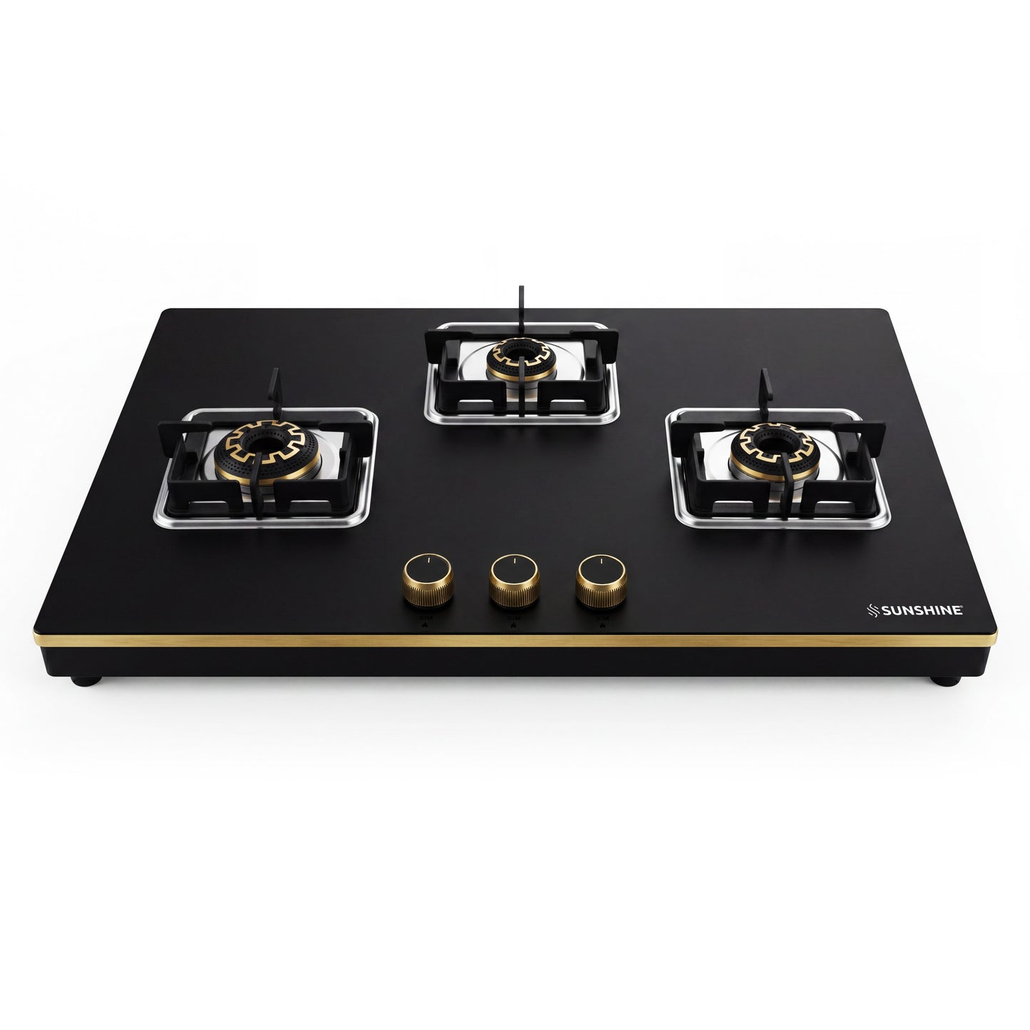 Shine Gold Hob Cooktop | SABAF Italian Valves | 3 & 4 Burners