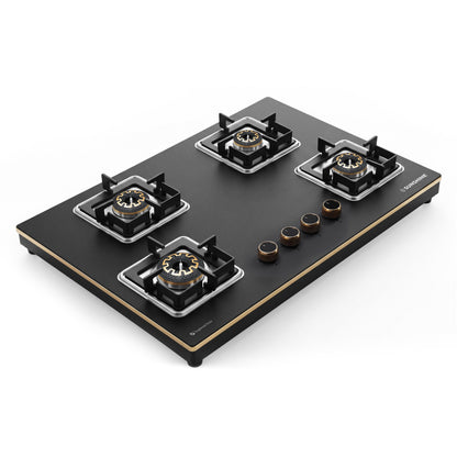Shine Gold Hob Cooktop | SABAF Italian Valves | 3 & 4 Burners
