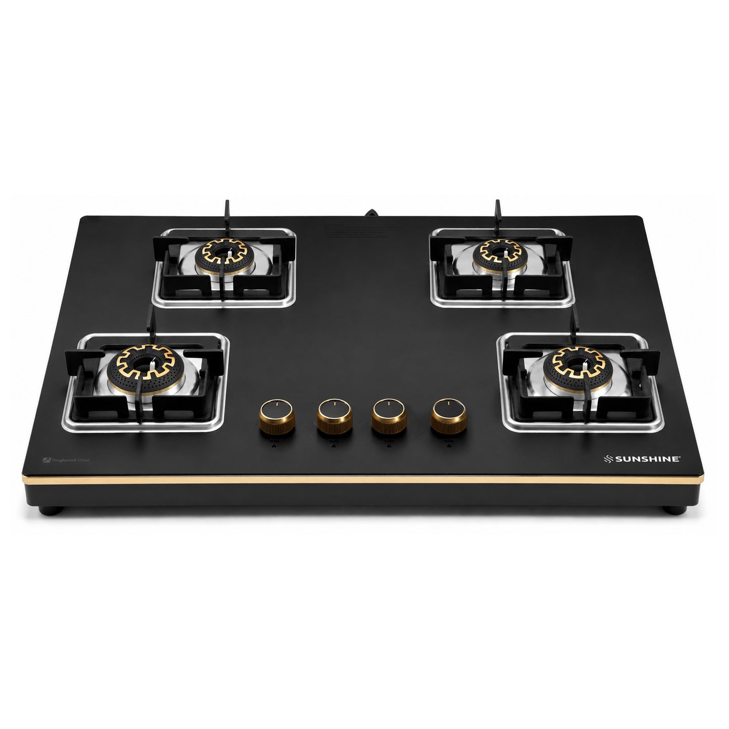 Shine Gold Hob Cooktop | SABAF Italian Valves | 3 & 4 Burners
