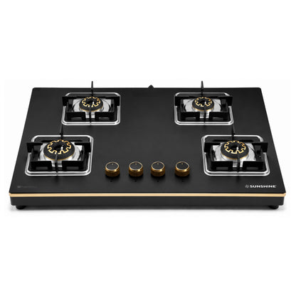 Shine Gold Hob Cooktop | SABAF Italian Valves | 3 & 4 Burners
