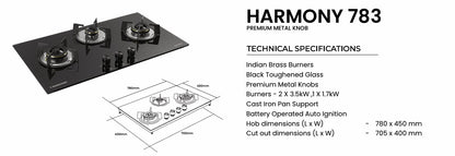 Sunshine Harmony 3B 78CM Built-In-Hob