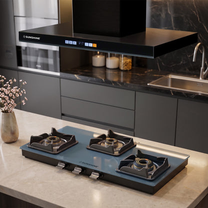 Kyoto Gas Stove | Midnight Blue Matt Finish | SABAF Italian Valves | 3 & 4 Burner