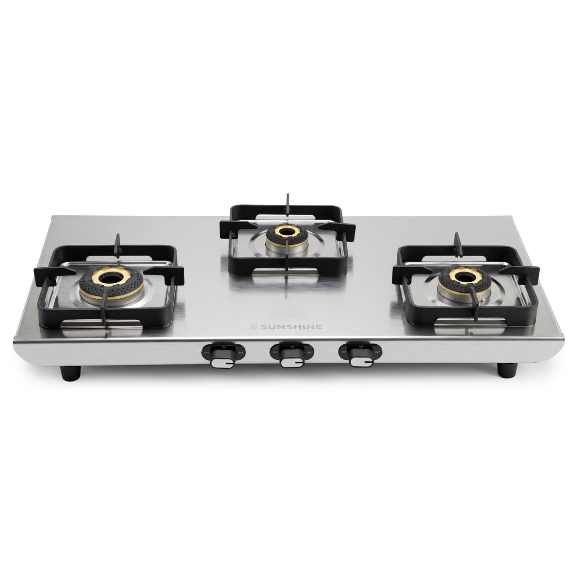 Curvv 3 Burner Stainless Steel Gas Stove | Matte Finish