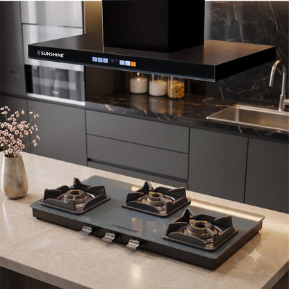 Kyoto Gas Stove | Midnight Blue Matt Finish | SABAF Italian Valves | 3 & 4 Burner
