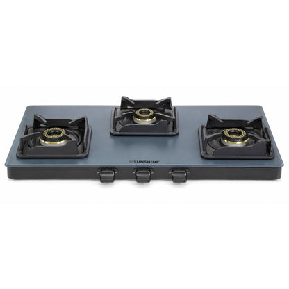 Kyoto Gas Stove | Midnight Blue Matt Finish | SABAF Italian Valves | 3 & 4 Burner