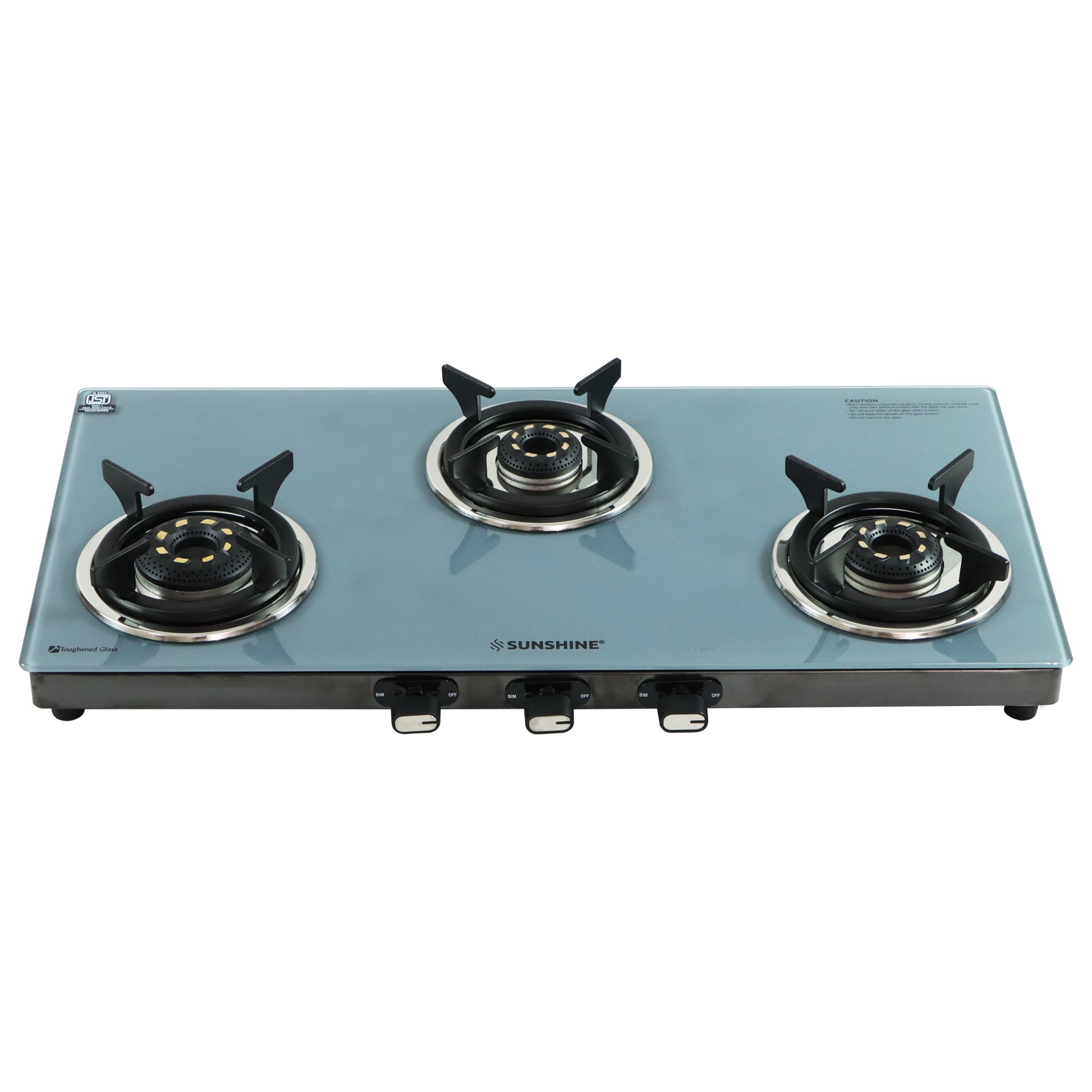Sunshine Sonet 3 Burner Gas Stove Toughened Glass Cooktop Manual Ignition