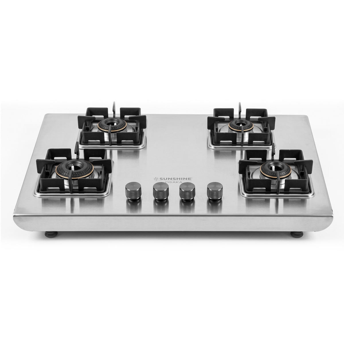 Sunshine Osaka 4 Burner Gas Stove | 10-year warranty on Burners & Valve | 2mm Stainless Steel |SABAF Valves | Matt Finish
