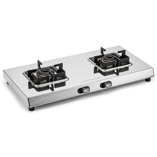 Thunder 2 Burner Stainless Steel Gas Stove | 5 Year Body & Burner Warranty