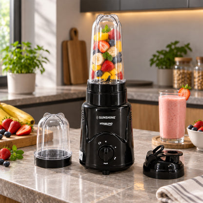 VitaBlend Nutri Blender 500W – Portable Blender & Grinder | 3-Speed Control | Blender Jar + Chutney Jar (Black)