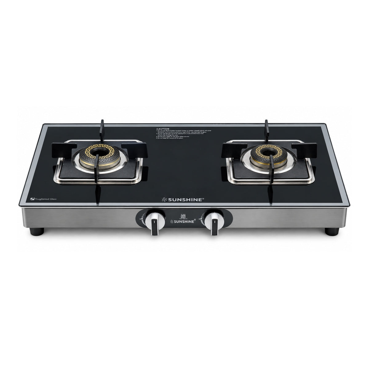 Arrow 2 Burner Gas Stove | Glass Top | 8D Brass Burner | Manual Ignition